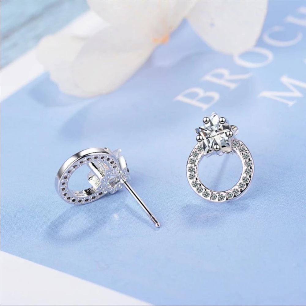 🌟 Sterling Silver 925 Star ⭐️ Circle Stud Earrings